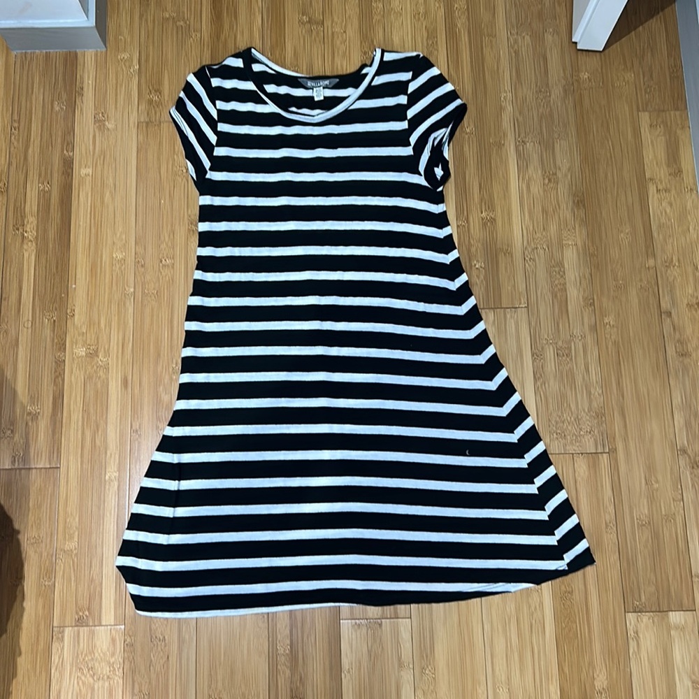 BILLABONG Black and White Striped Dress, Large